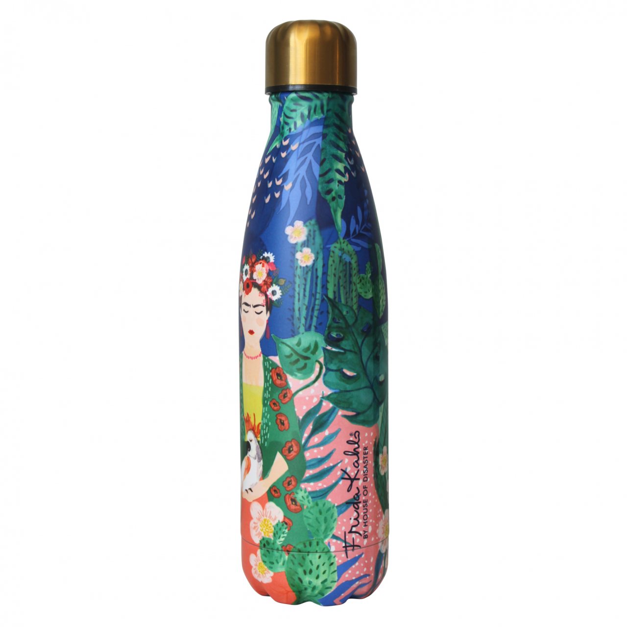 Tropical Print Water Bottle Featuring Frida Kahlo