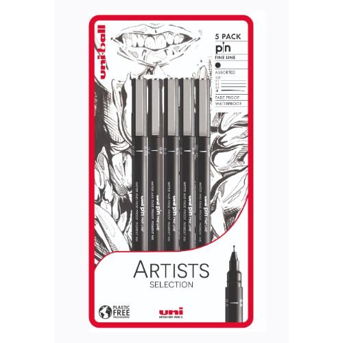 Uni Pin Blister Artists Selection Pens Set of 5