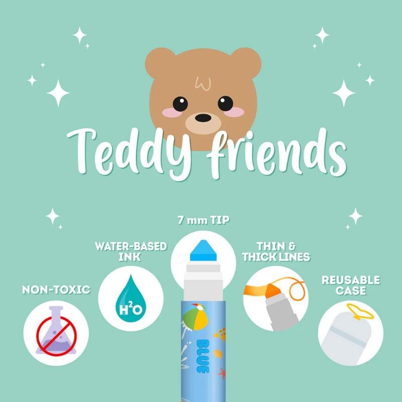 Teddy Friends Set Of 12 Markers