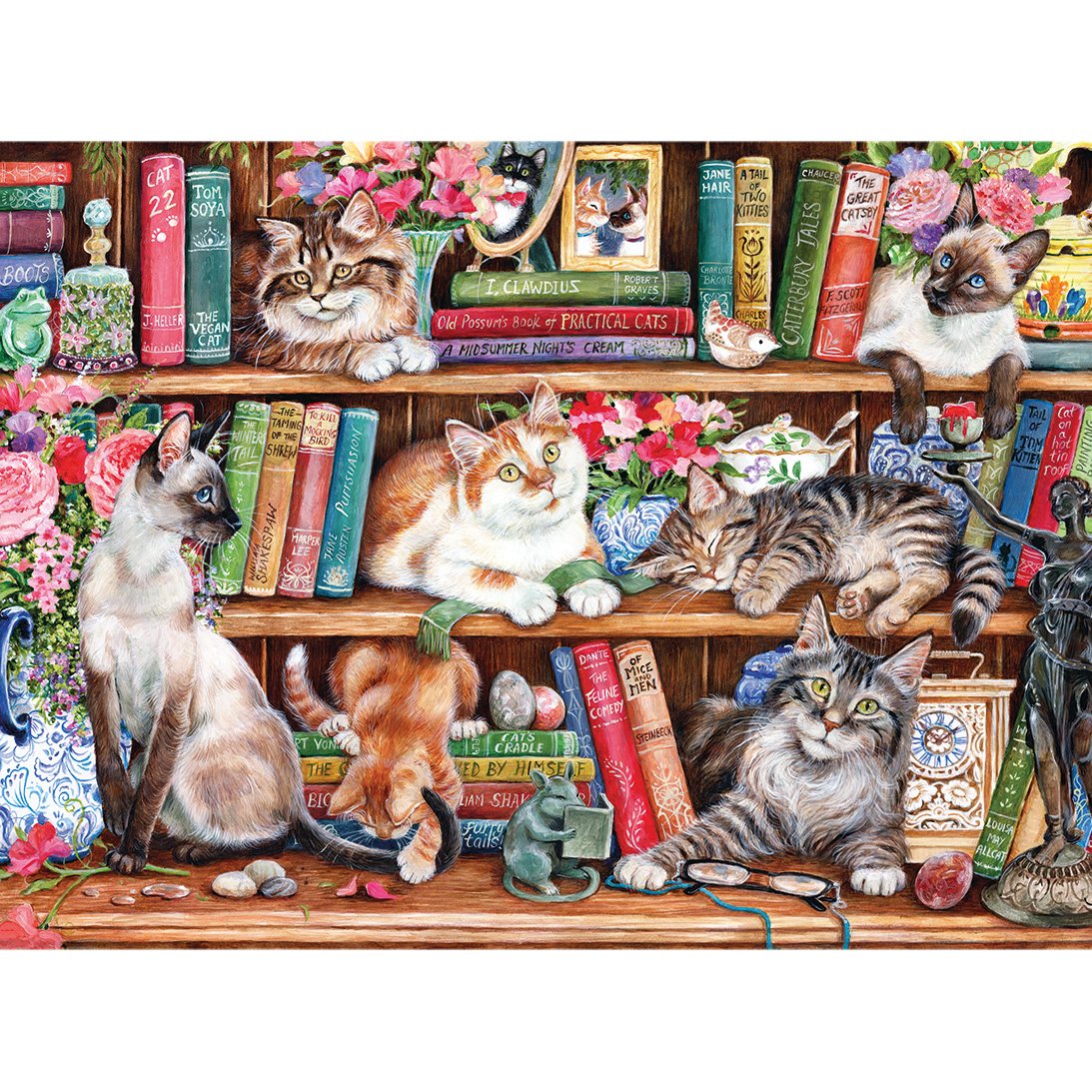 Puss Back In Books 1000 Piece Jigsaw Puzzle