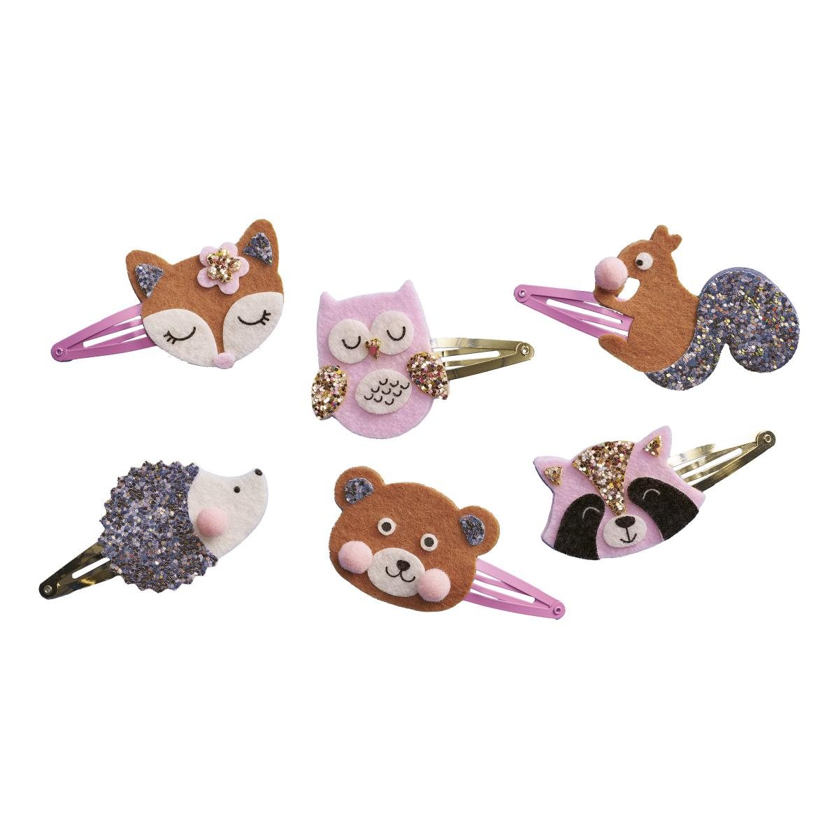 6 Glitter Hair Clips Pretty Forest