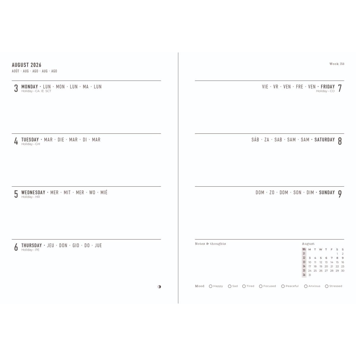 Ocean Conscious Week To View A6 Diary 2026-2027
