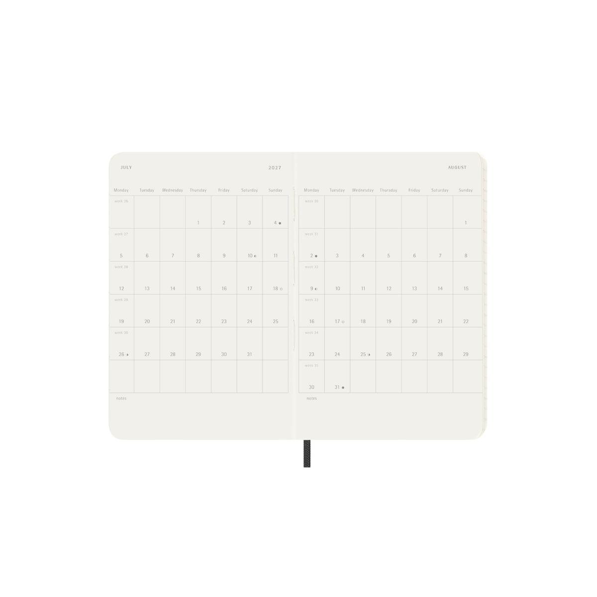 Black Weekly 18M Soft Pocket Diary 2026-2027
