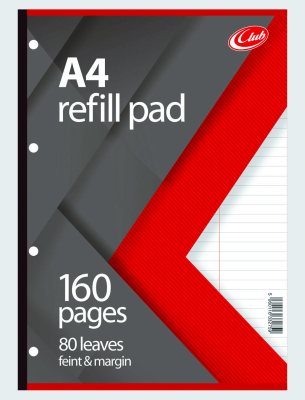 Club A4 Refill Pad Red 160 Pages/80 Leaves